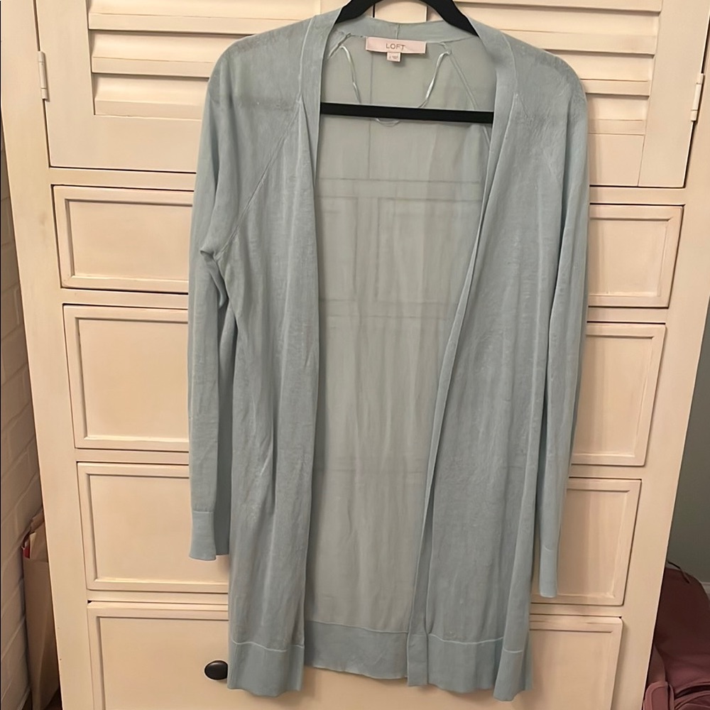 Loft Aqua Blue Lightweight Cardigan Sweater
